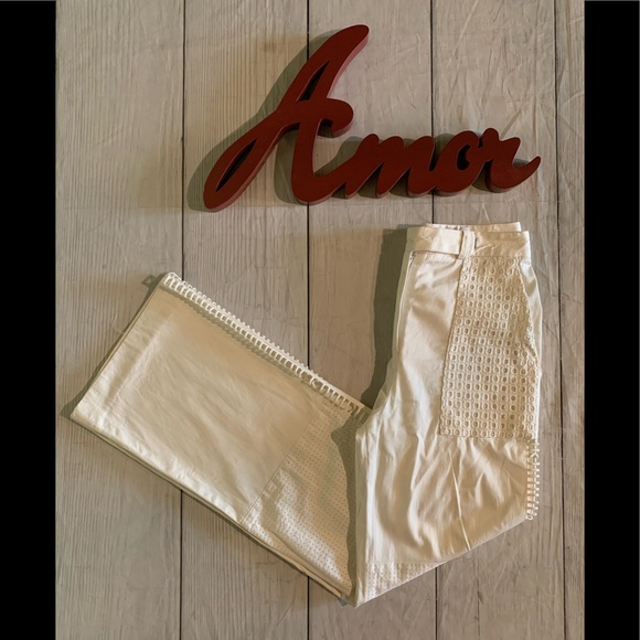 Belstaff Size US 2/EU 36 White Trousers With Eyelet And Side Cut Out Details - Picture 8 of 11